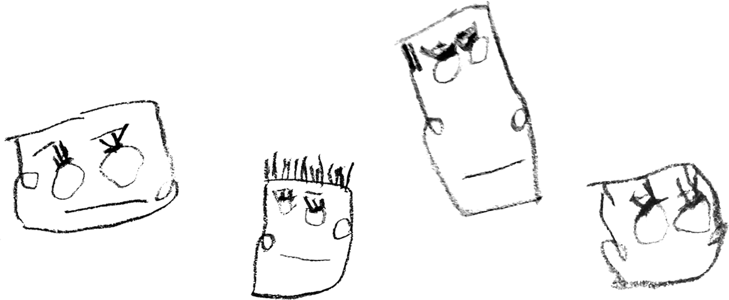 クレヨンで描いたいろんな顔の絵