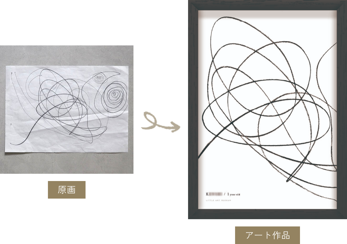 「自由な線」原画とアート作品になった「自由な線」